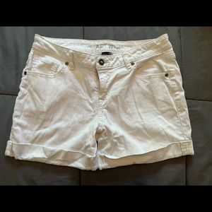 Women’s white shorts with designs